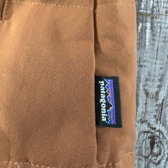 Patagonia Bivy Sisu Hooded Puffer Down Canvas Vest size S color Brown Blue - Picture 10 of 10